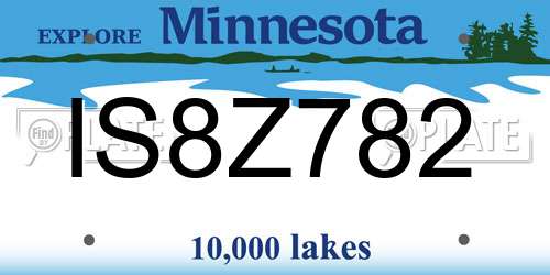 IS8Z782 Minnesota License Plate