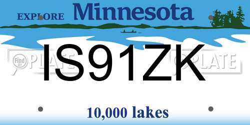 IS91ZK Minnesota License Plate