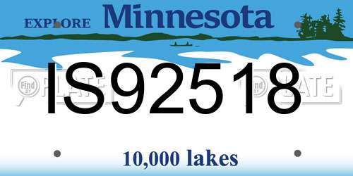 IS92518 Minnesota License Plate