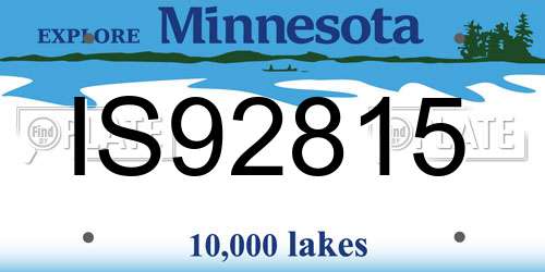 IS92815 Minnesota License Plate