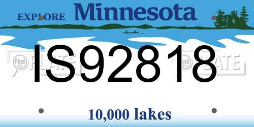 IS92818 Minnesota License Plate