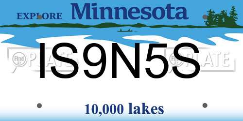 IS9N5S Minnesota License Plate