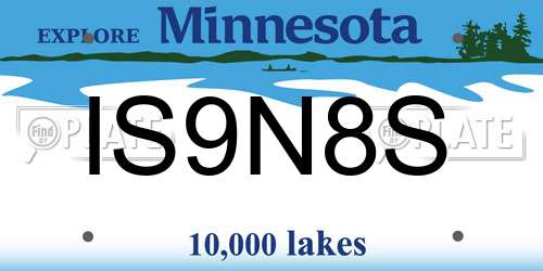 IS9N8S Minnesota License Plate