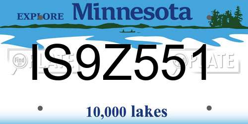 IS9Z551 Minnesota License Plate