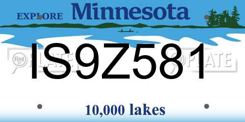 IS9Z581 Minnesota License Plate