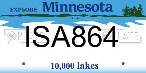 ISA864 Minnesota License Plate