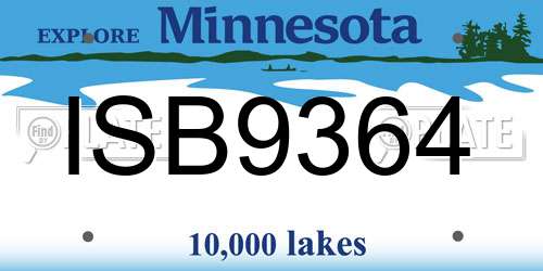 ISB9364 Minnesota License Plate