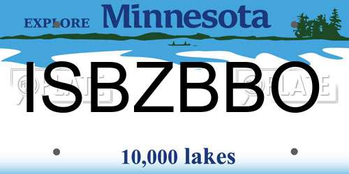ISBZBBO Minnesota License Plate
