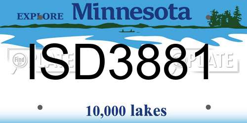 ISD3881 Minnesota License Plate