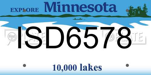 ISD6578 Minnesota License Plate