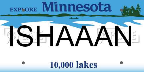 ISHAAAN Minnesota License Plate