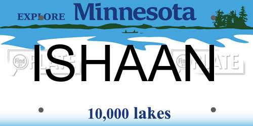 ISHAAN Minnesota License Plate