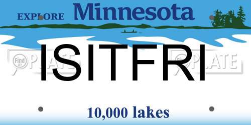ISITFRI Minnesota License Plate
