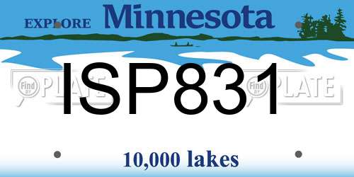 ISP831 Minnesota License Plate