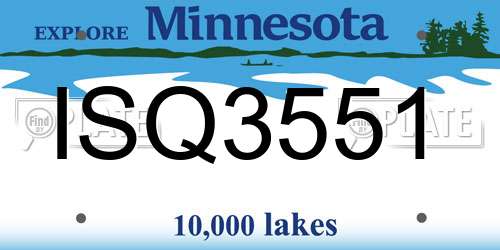 ISQ3551 Minnesota License Plate