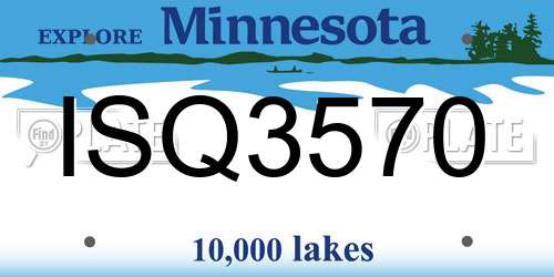 ISQ3570 Minnesota License Plate