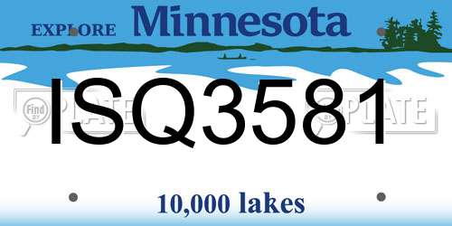 ISQ3581 Minnesota License Plate