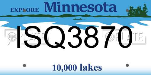 ISQ3870 Minnesota License Plate