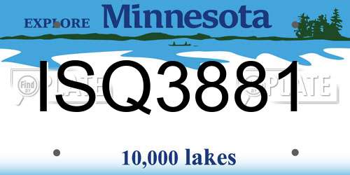 ISQ3881 Minnesota License Plate
