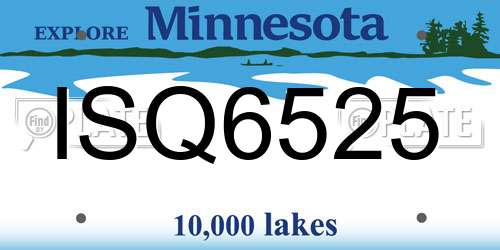 ISQ6525 Minnesota License Plate