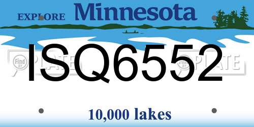 ISQ6552 Minnesota License Plate