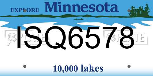 ISQ6578 Minnesota License Plate