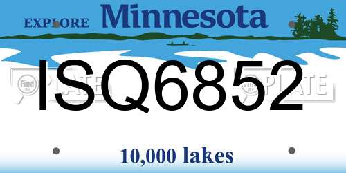 ISQ6852 Minnesota License Plate