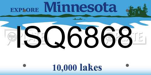 ISQ6868 Minnesota License Plate