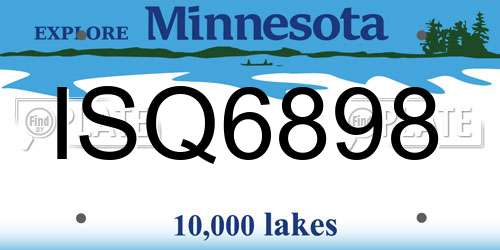 ISQ6898 Minnesota License Plate