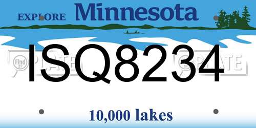 ISQ8234 Minnesota License Plate