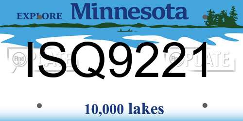 ISQ9221 Minnesota License Plate