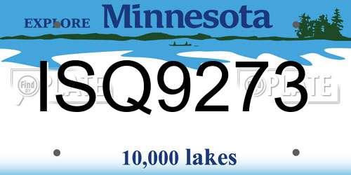 ISQ9273 Minnesota License Plate