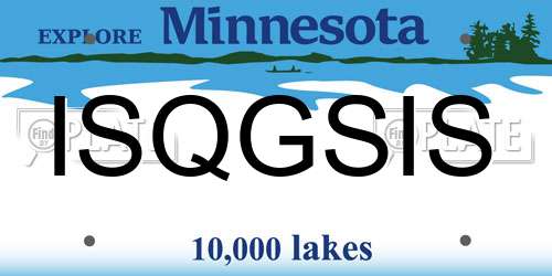 ISQGSIS Minnesota License Plate