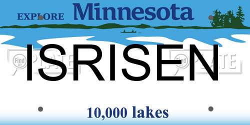 ISRISEN Minnesota License Plate