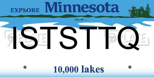 ISTSTTQ Minnesota License Plate