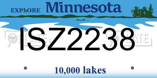 ISZ2238 Minnesota License Plate