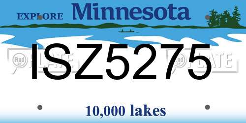 ISZ5275 Minnesota License Plate