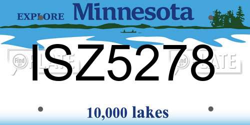 ISZ5278 Minnesota License Plate