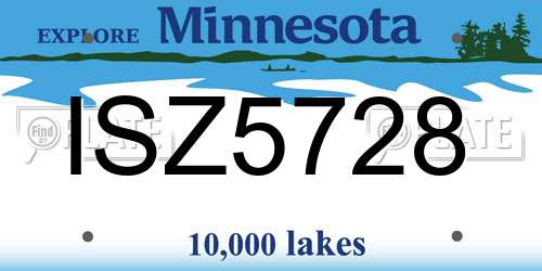 ISZ5728 Minnesota License Plate
