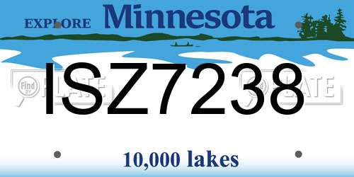 ISZ7238 Minnesota License Plate
