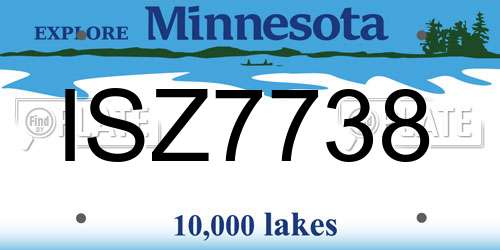 ISZ7738 Minnesota License Plate