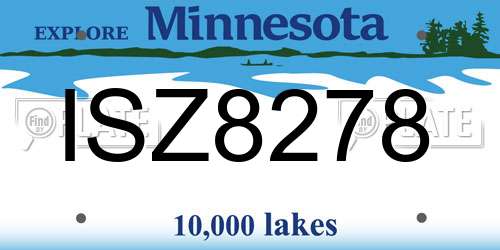 ISZ8278 Minnesota License Plate