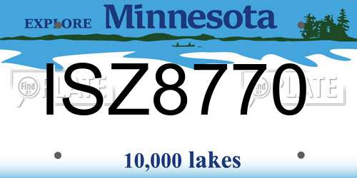 ISZ8770 Minnesota License Plate
