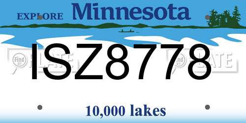 ISZ8778 Minnesota License Plate