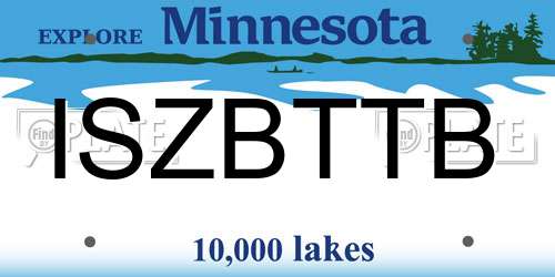 ISZBTTB Minnesota License Plate