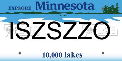 ISZSZZO Minnesota License Plate