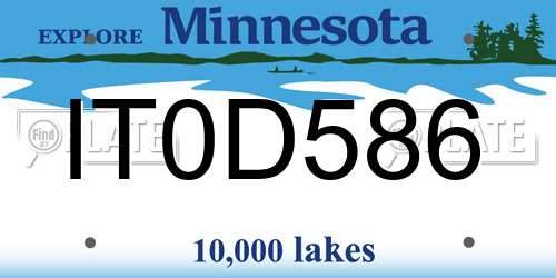 IT0D586 Minnesota License Plate