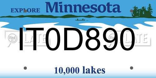 IT0D890 Minnesota License Plate