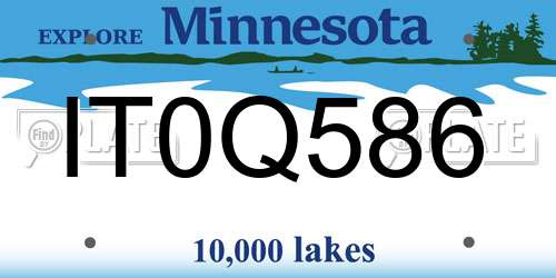 IT0Q586 Minnesota License Plate