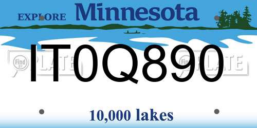 IT0Q890 Minnesota License Plate